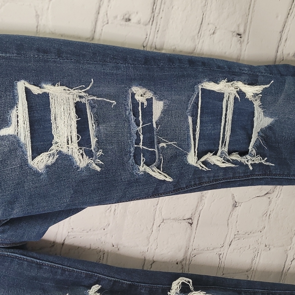 American Eagle Distressed Patchwork High Rise Jeg… - image 3